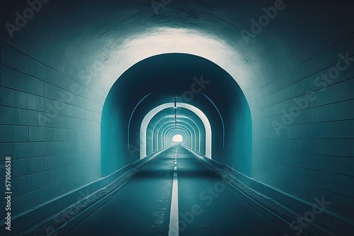 empty tunnel, blue toned image generative ai