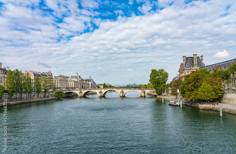 Pont du Carrousel (bridge) in Paris, France by the Seine River