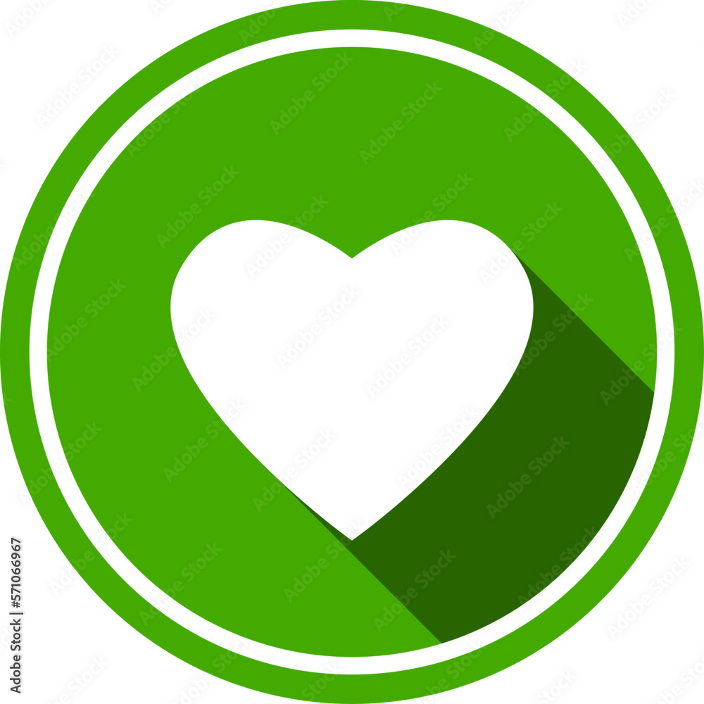 Basic Green Heart Love Health Symbol Sign in a Circle Icon Set with 3D ...