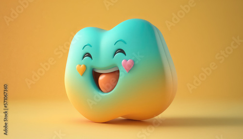 Cute 3D Colored tooth with Generative AI