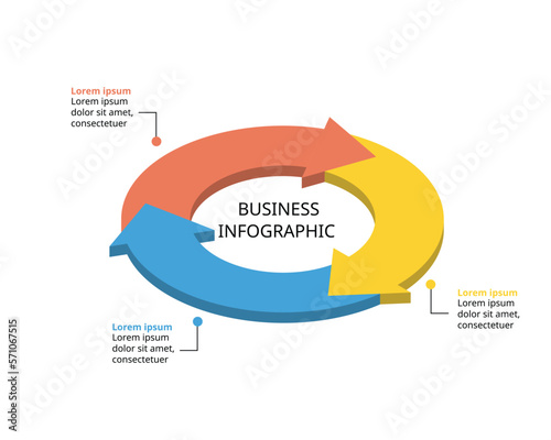 timeline arrow circle chart template for infographic for presentation for 3 element