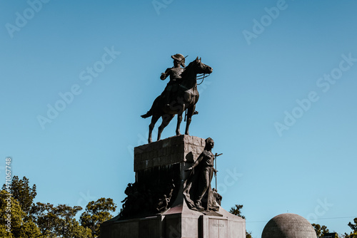 Buenos Aires, Argentina - December 21, 2022: Monumento a Justo José de Urquiza (1958) by Renzo Baldi and Hector Rocha at a traffic circle in Buenos Aires Argentina.
 photo