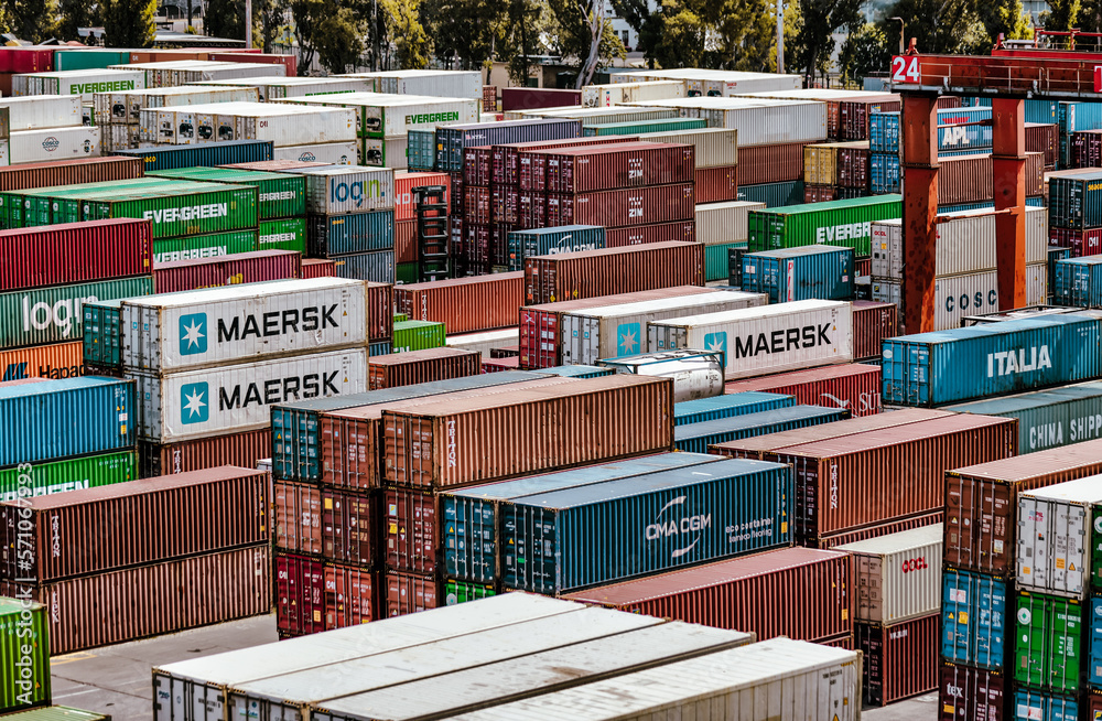 Buenos Aires, Argentina - December 21, 2022: Shipping containers