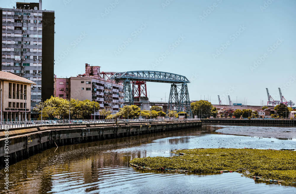 Buenos Aires, Argentina - December 21, 2022: Sights along the shores of the former port adjacent to the Caminito district in Buenos Aires Argentina
