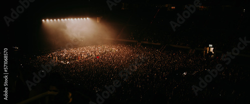 Aerial view of a massive crowd in a concert photo