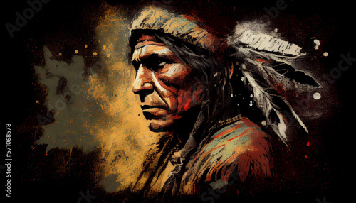 Fotografia Portrait of a Native American Indian chief