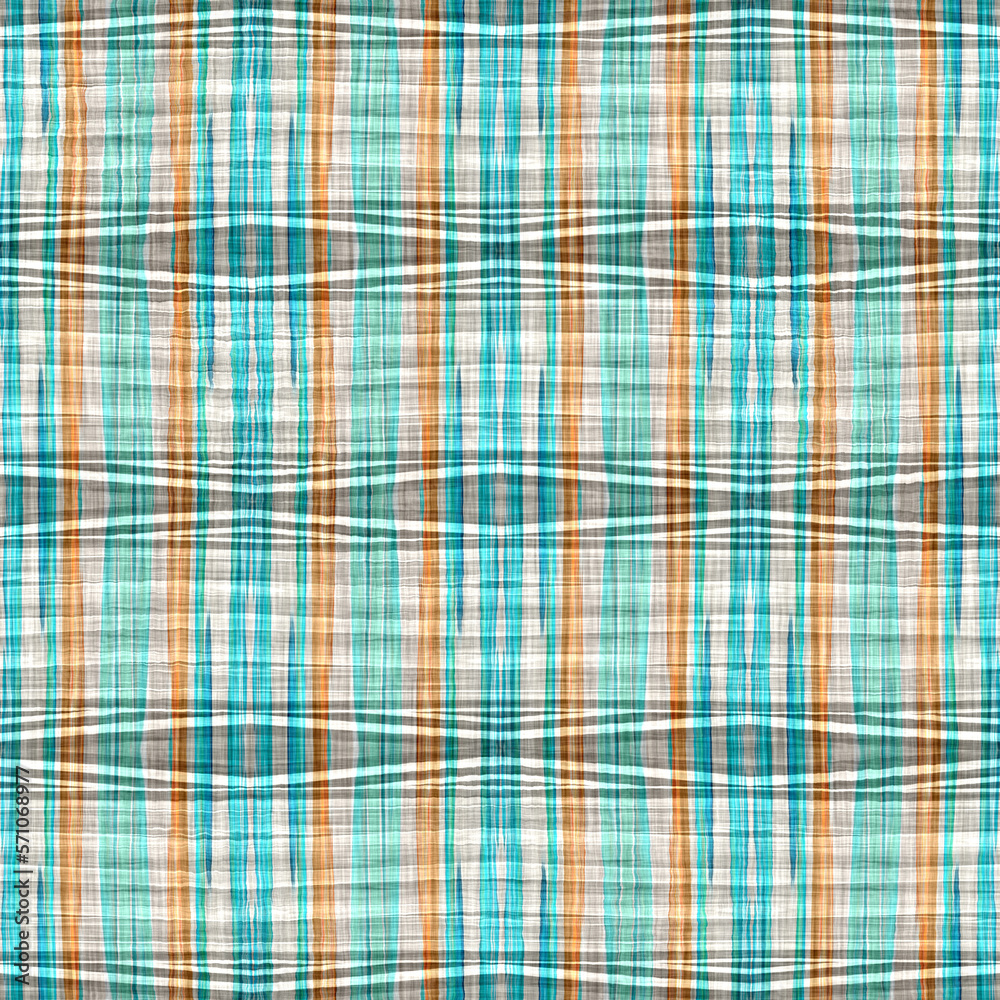 Teal rustic coastal beach house check fabric tile. Seamless sailor flannel textile gingham repeat swatch.