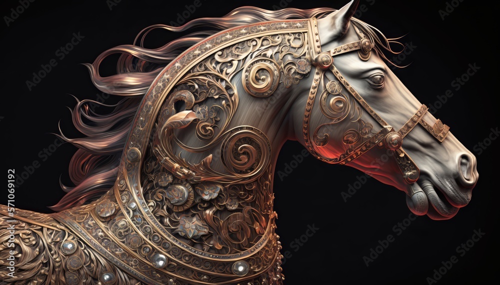 © Jardel Bassi - Horse with ornaments. AI generative.