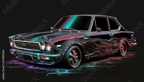 Iridescent Car  Classic Car  Generative AI