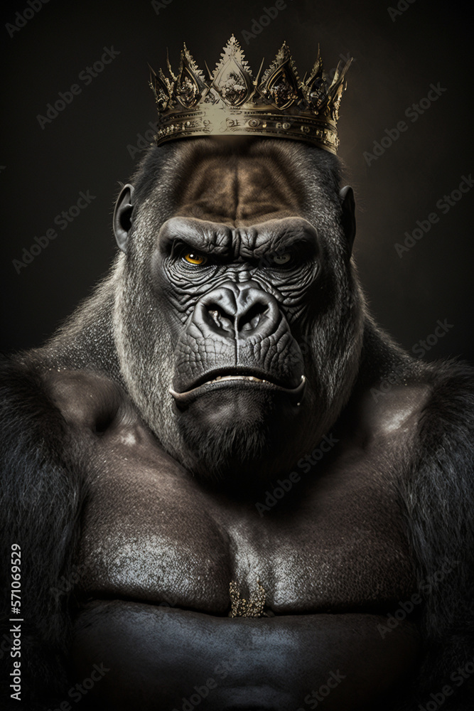 Gorilla with crown, Generative AI