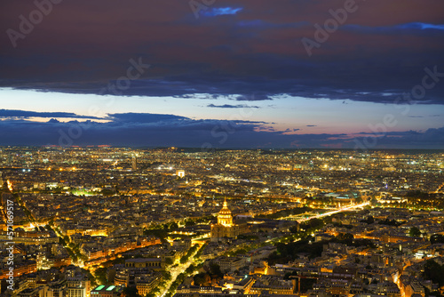 Aerial view of Dome of Les Invalides dome Cathedral in Paris. France