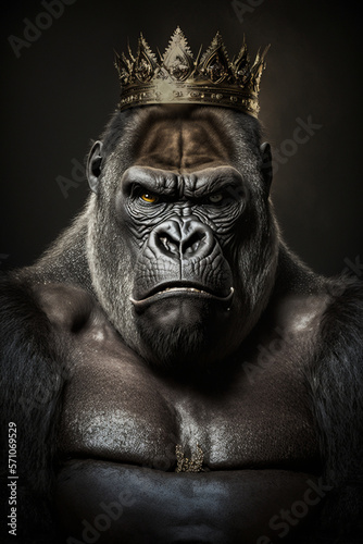 Gorilla with crown  Generative AI