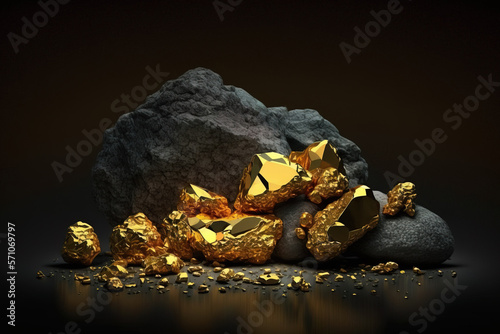 gold nuggets. sketch art for artist creativity and inspiration. generative AI