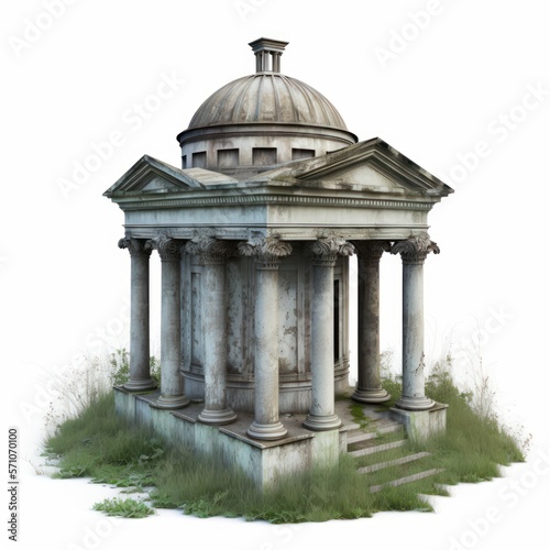 Fotografie, Tablou Detailed illustration of an ancient abandoned mausoleum tomb in a forgotten ceme