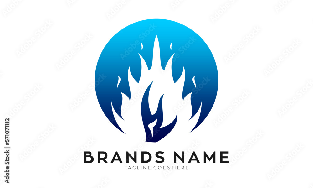 Blue fire silhouette icon logo