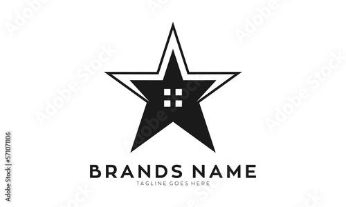 Star house symbol vector logo