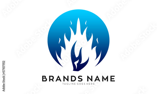 Blue fire silhouette icon logo