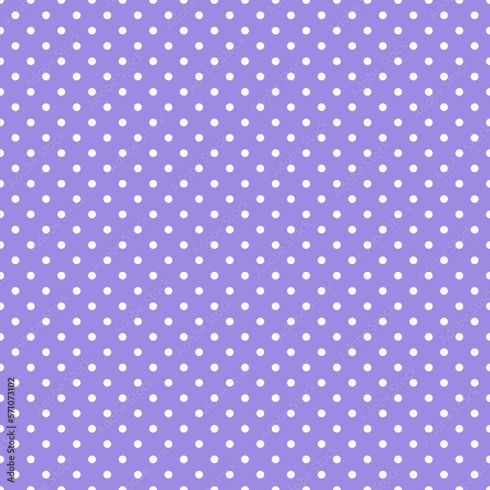 Polka dots seamless patterns, white and purple can be used in the design of fashion clothes. Bedding sets, curtains, tablecloths, notebooks, gift wrapping paper
