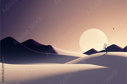 sunset in the desert with mountains