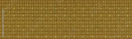 Geometric texture has vintage and decorative feel, with gold border and white and wood background design.