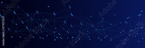 Blue network. Abstract connection on gradient background. 3D Network technology background with dots and lines for desktop. Ai system background. Abstract concept. Line background, network technology