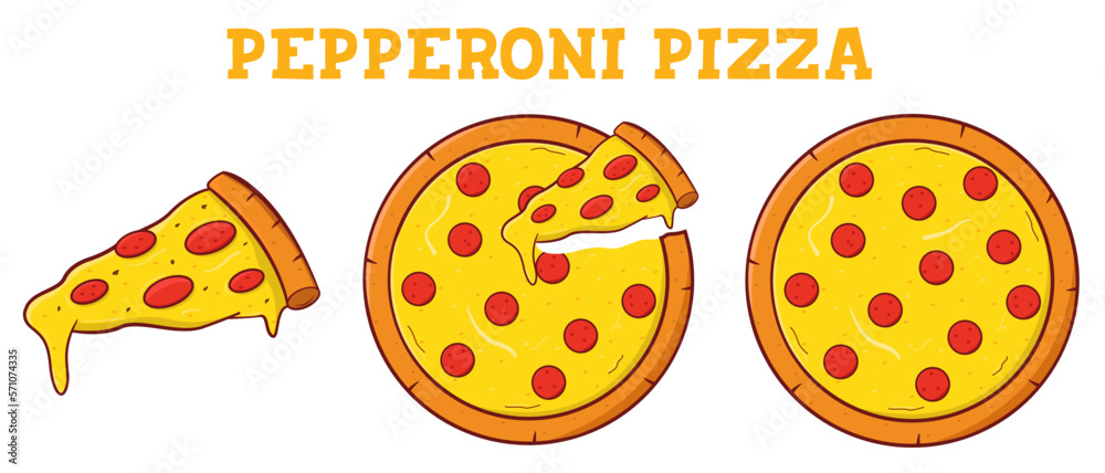 Pepperoni Cheese Pizza. vector flat illustration
Pepperoni Cheese Pizza. vector flat illustration
