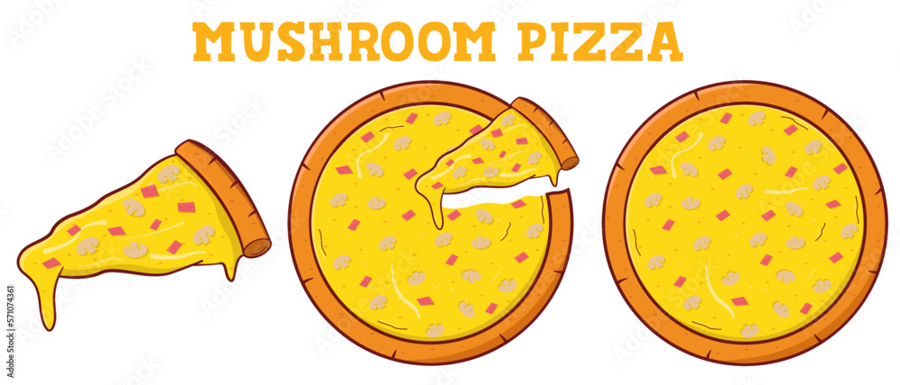 Mushrooms Pizza, vector flat illustration
Mushrooms Pizza, vector flat illustration