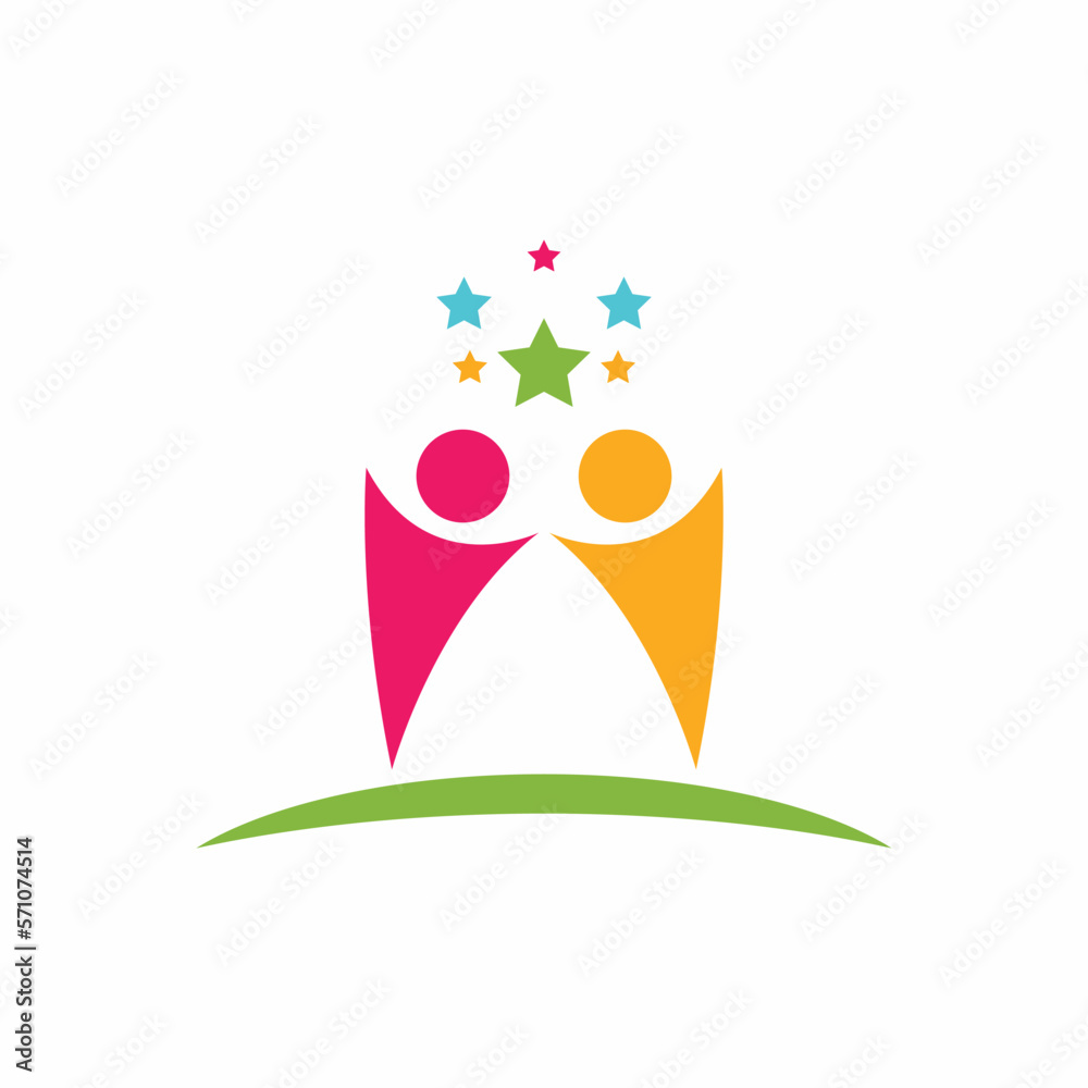 Fototapeta premium dancing kids and children happy dancing vector logo design template