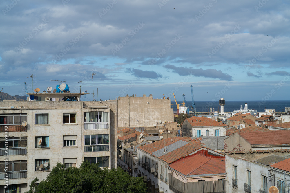 View of the buildings and streets of Skikda, North Algeria