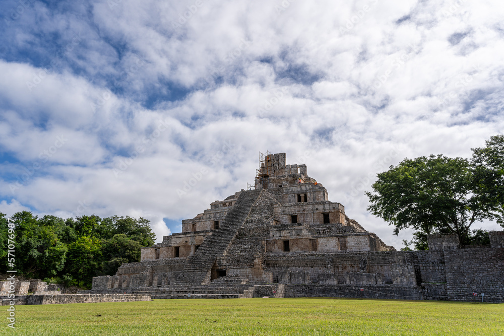 The ruins of a beautiful pyramid in the archaeological zone of Edzna in Mexico. The ruins of a beautiful pyramid in the archaeological zone of Edzna in Mexico.