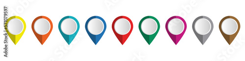 Set of map pointer in different color vector illustration