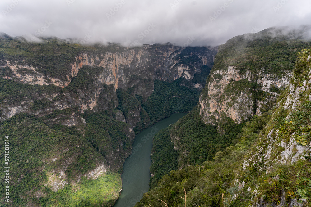 Beautiful view of the majestic Canyon del Sumidero in Mexico. 