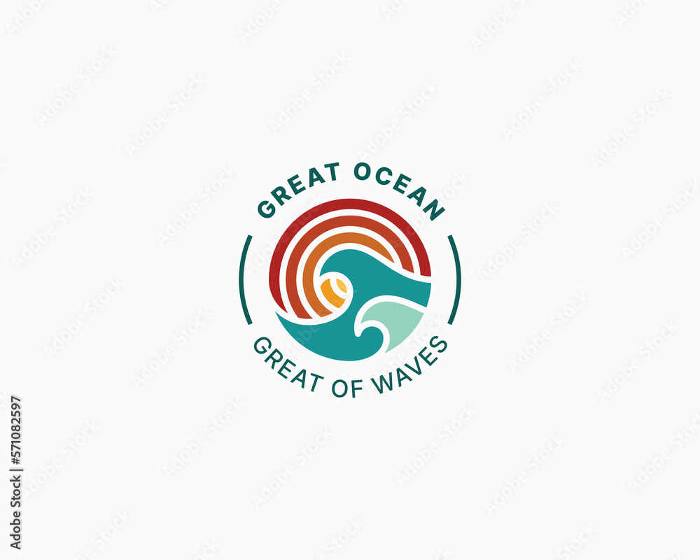 Creative colorful circle ocean waves logo