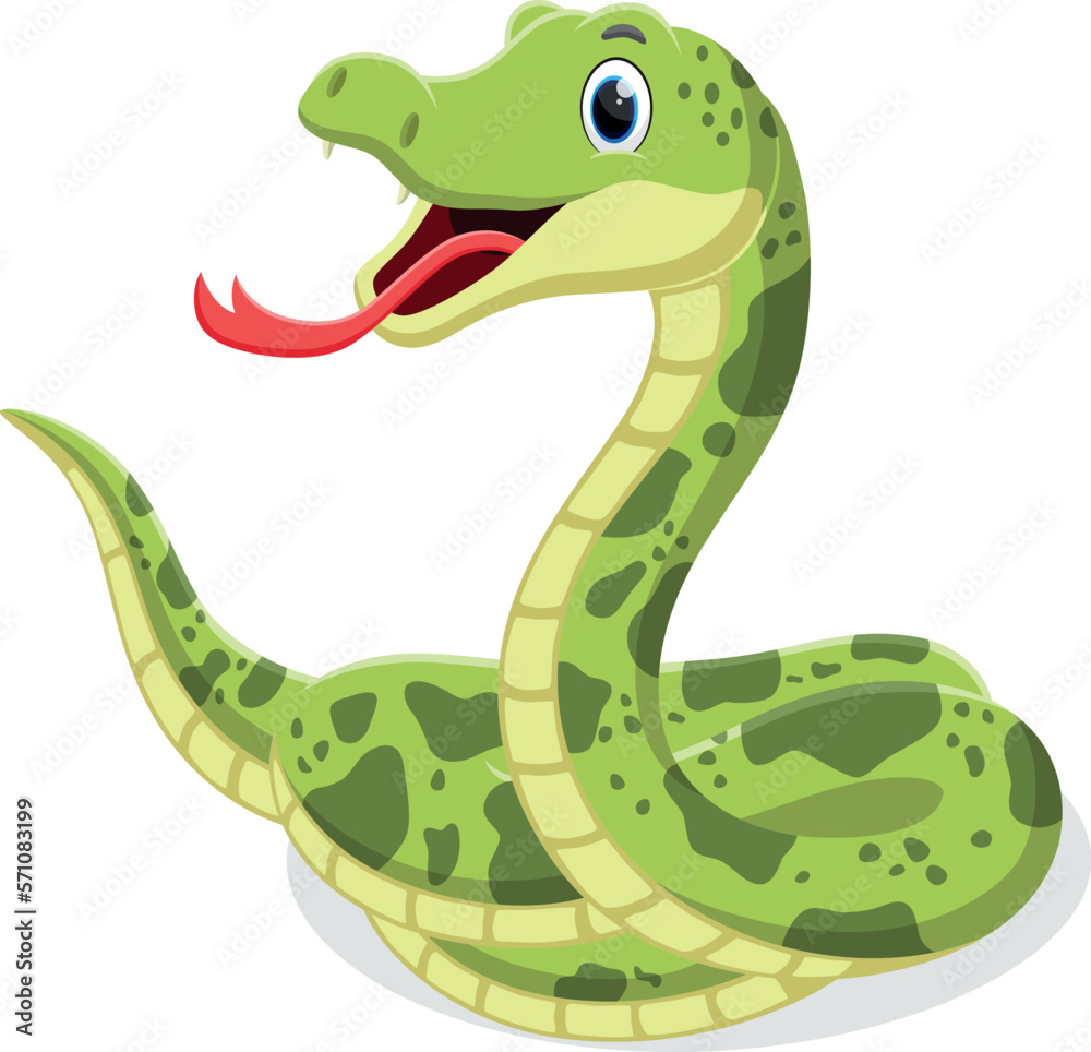 Cartoon green snake isolated on white background Cartoon green snake isolated on white background