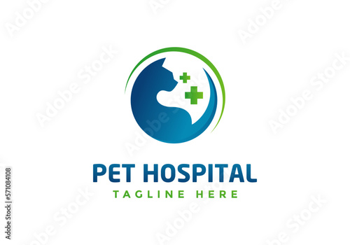 Dog Cat Veterinary Clinic Logo Template.