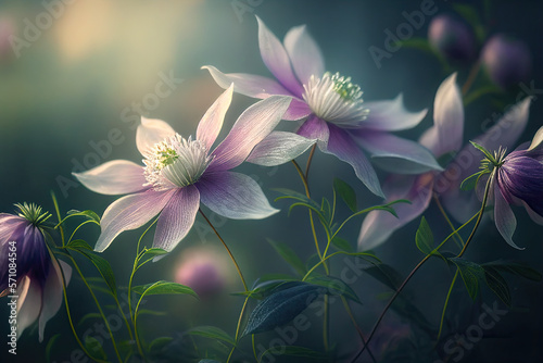 Clematis Flowers  Illustration  Generative AI