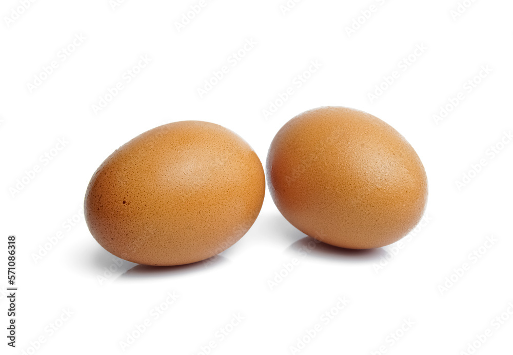 two chicken egg isolate on white background two chicken egg isolate on white background