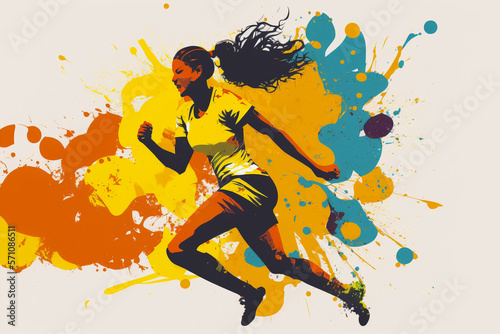 soccer player woman silhouette on colored background photo