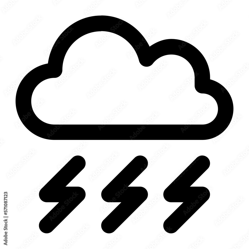 Cloud with thunderbolt in outline icon. Thunderstorm, weather, forecast, disaster, warning, danger, climate Cloud with thunderbolt in outline icon. Thunderstorm, weather, forecast, disaster, warning, danger, climate