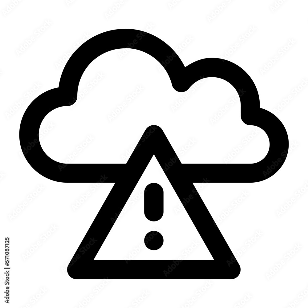 Weather alert symbol in outline icon style. Warning, cloud, forecast sign Weather alert symbol in outline icon style. Warning, cloud, forecast sign