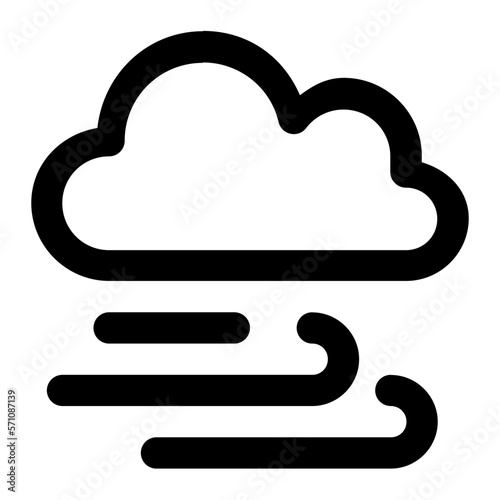 Windy and Cloudy in outline icon. Wind  cloud  summer  autumn  spring  season  weather