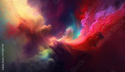 Abstract astral nebula glowing clouds in space. Stormy dark smoke background wallpaper.