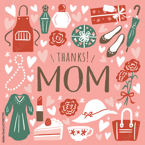 母の日のアイコンイラスト　セット