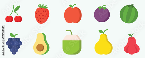 Colorful Fruits and Berries Icon Collections