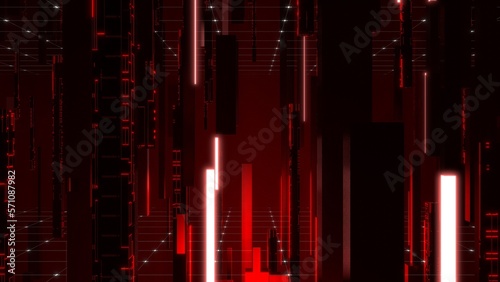 Obraz w ramie VJ キューブ サイバー SF インターネット 赤 [別Verあり]