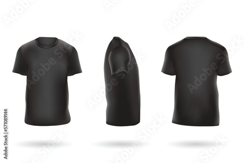 t-shirt mockup black and white male t shirt with short sleeves, apparel, clothing, 3d mockup t-shirt