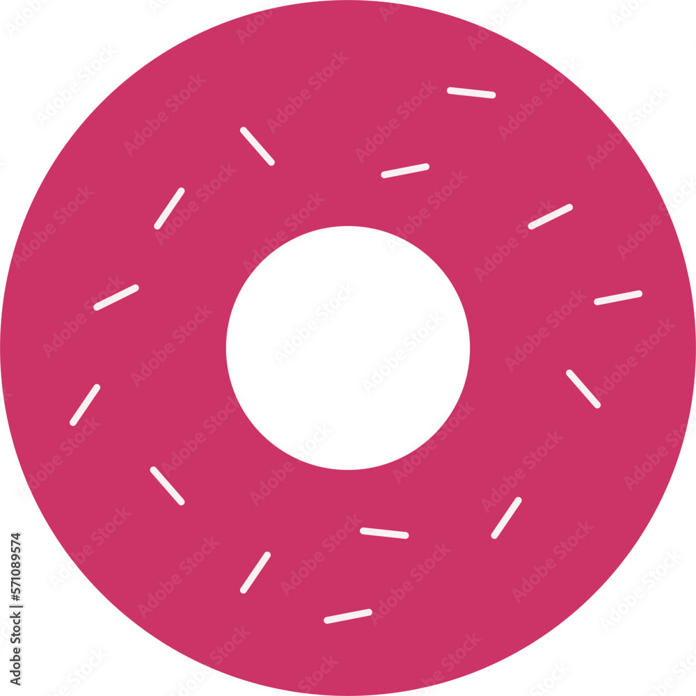 A pink donut icon isolated on white background A pink donut icon isolated on white background