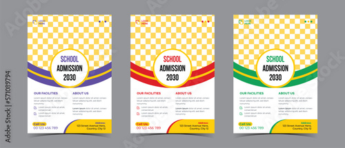 Admission flyer template design for online school kid's education