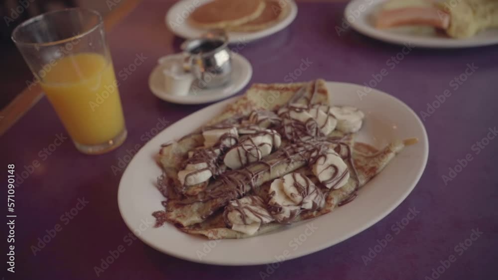 Delicious breakfast pancakes with bananas Delicious breakfast pancakes with bananas