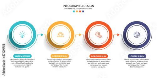 Steps business data visualization timeline process infographic template design with icons